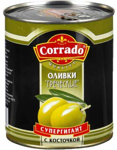 Оливки зеленые гигант с косточкой 820 гр.