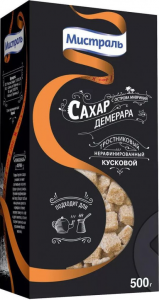 Сахар тростниковый коричневый кусковой 500 гр. ТМ Мистраль /12/