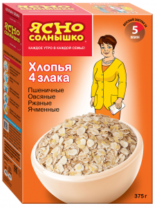 Овсяные хлопья 4 злака 375 гр. ТМ Ясно Солнышко