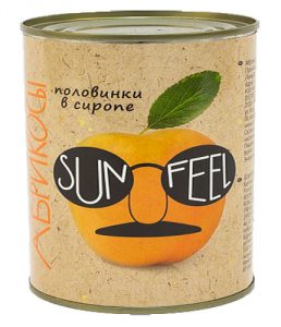 Абрикосы консервированные половинки в сиропе 425 гр.ТМ SUNFEEL