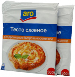 Тесто слоеное бездрожжевое 500 гр.ТМ ARO