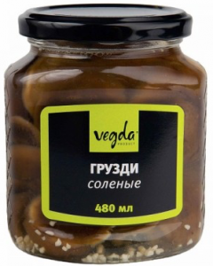 Грузди солёные 500 мл. ТМ VEGDA