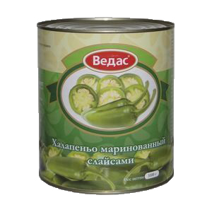 Перец зеленый Халапеньо резаный кружочками ж/б 3.1 кг. ТМ Ведас