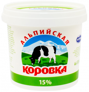 Сметанный продукт 15% 0.9 кг. ТМ Альпийская коровка